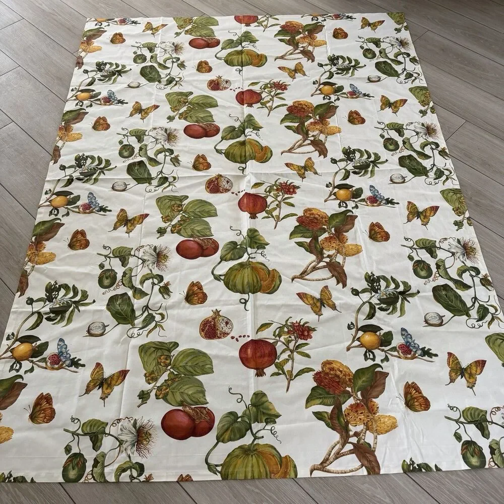 Le Telerie Toscane Fall Pumpkin Table Cloth 66”x 89” Butterfly Italy